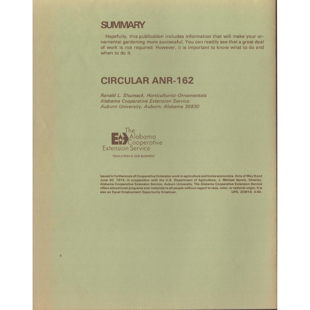 Care and Maintenance of Ornamentals Auburn University Circular ANR-162 Booklet - Picture 2 of 3